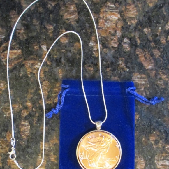 Walking Liberty Half Dollar Copper Round Necklace - Picture 6 of 6